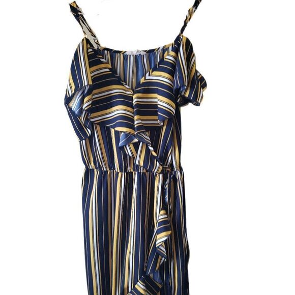 Blush Sleeveless Striped Ruffle Maxi Dress - Picture 2 of 4